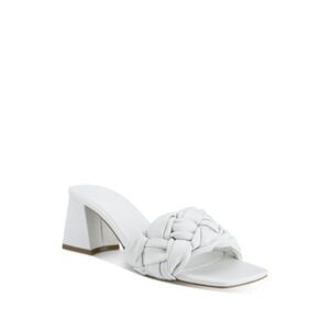 MARC FISHER LTD Womens Cerita White Cerita Slip On Leather Heeled Sandal 8.5 M